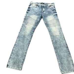 Southpole Men's Stretch Biker Denim Skinny Jeans Size 34x32 Acid Wash 90s Y2K